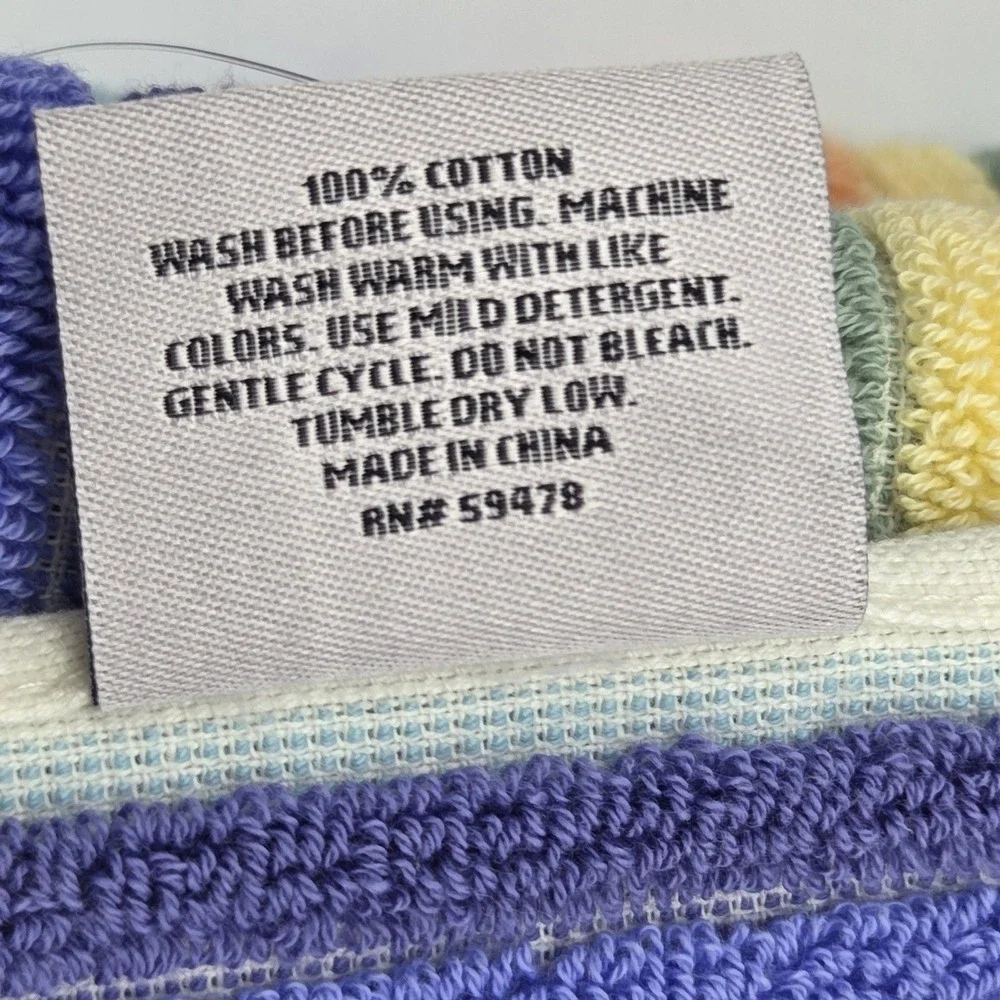 Rachel Zoe 8pc Rainbow Striped Fringe Cotton Towel Set 2 Bath 4Wash 2Hand Multi